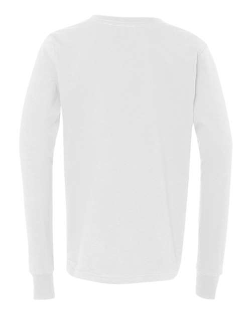 BELLA + CANVAS 3501Y Youth Jersey Long Sleeve Tee - White - back