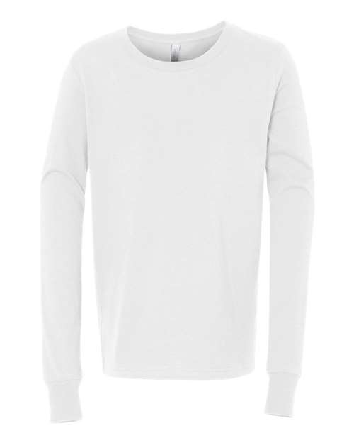 BELLA + CANVAS 3501Y Youth Jersey Long Sleeve Tee - White - front