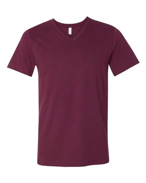 Bella + Canvas 3005 Jersey V-Neck Tee - Maroon - front