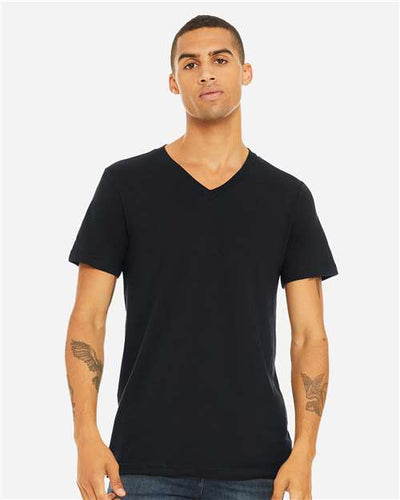 Bella + Canvas 3005 Jersey V-Neck Tee - Vintage Black - model front