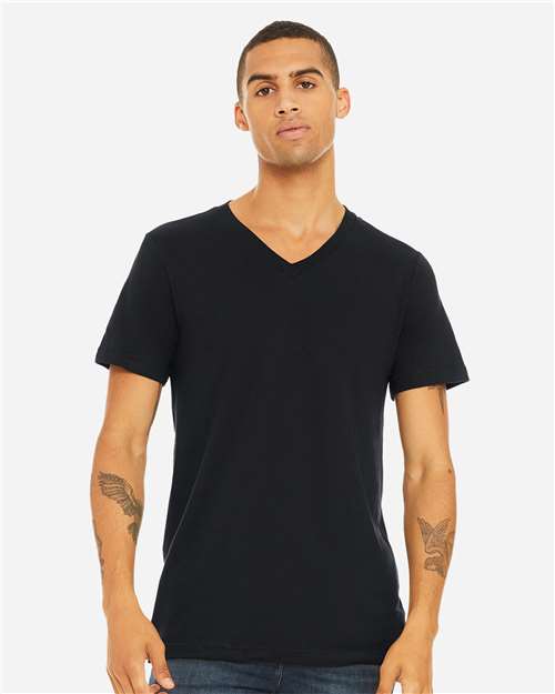 Bella + Canvas 3005 Jersey V-Neck Tee - Vintage Black - model front