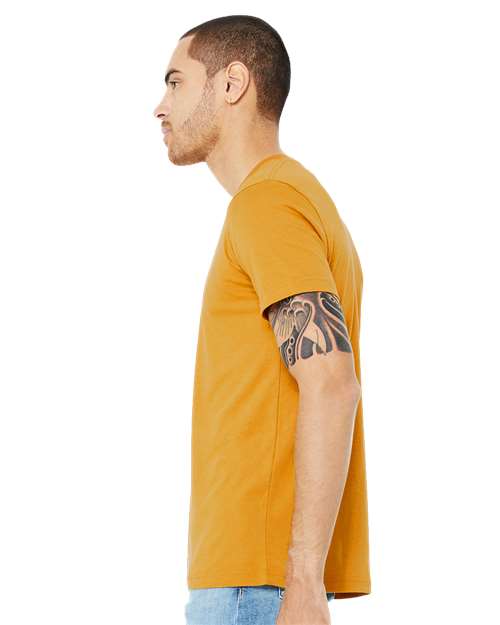 Bella + Canvas 3005 Jersey V-Neck Tee - Mustard - model side