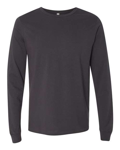Bella+Canvas 3501 Unisex Jersey Long Sleeve Tee - Dark Grey - flat front
