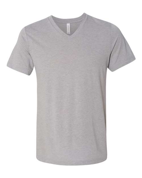 Bella + Canvas 3415 Triblend V-Neck Tee - Athletic Grey Triblend - flat front