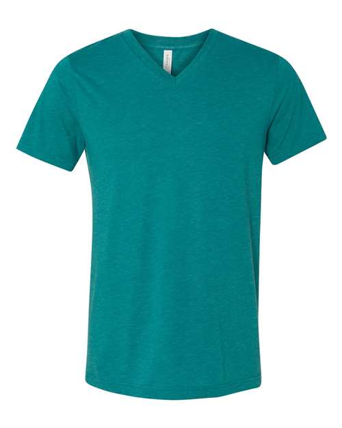 Bella + Canvas 3415 Triblend V-Neck Tee - Teal Triblend - flat front
