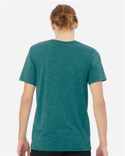 Bella + Canvas 3415 Triblend V-Neck Tee - Teal Triblend - model back