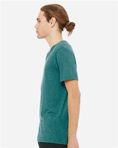 Bella + Canvas 3415 Triblend V-Neck Tee - Teal Triblend - model side