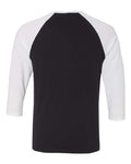 BELLA + CANVAS 3200 Unisex Three-Quarter Sleeve Baseball Tee - Black/ White - back