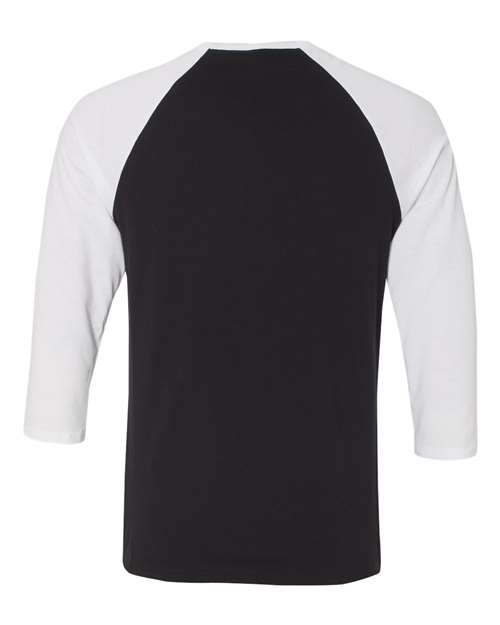 BELLA + CANVAS 3200 Unisex Three-Quarter Sleeve Baseball Tee - Black/ White - back