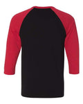 BELLA + CANVAS 3200 Unisex Three-Quarter Sleeve Baseball Tee - Black/ Red - back