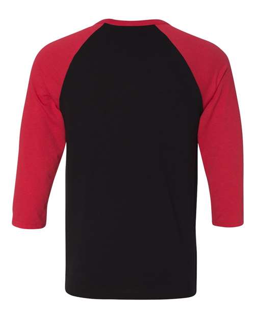 BELLA + CANVAS 3200 Unisex Three-Quarter Sleeve Baseball Tee - Black/ Red - back