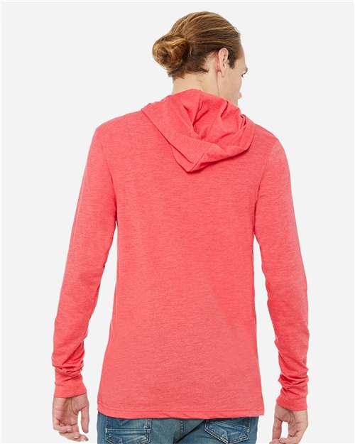 BELLA + CANVAS 3512 Unisex Jersey Hooded Long Sleeve Tee - Heather Red - model back