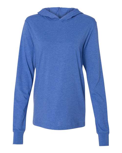 BELLA + CANVAS 3512 Unisex Jersey Hooded Long Sleeve Tee - Heather True Royal - front
