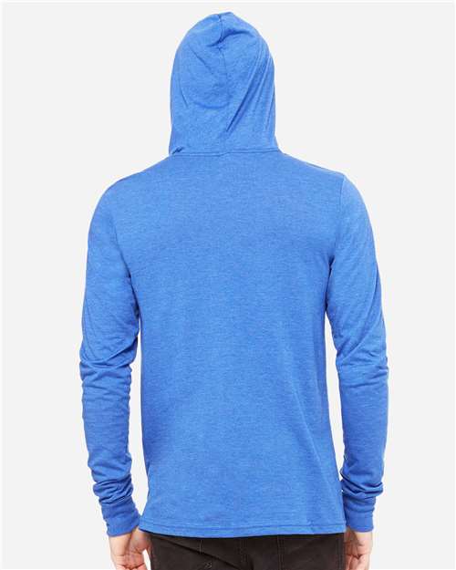 BELLA + CANVAS 3512 Unisex Jersey Hooded Long Sleeve Tee - Heather True Royal - model back