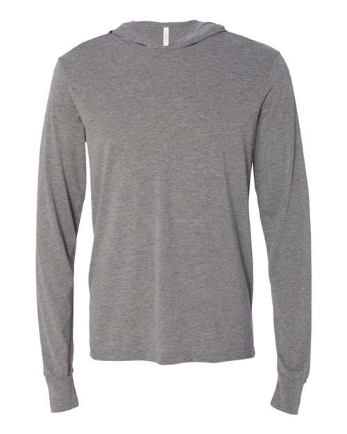 BELLA + CANVAS 3512 Unisex Jersey Hooded Long Sleeve Tee - Grey Triblend - front