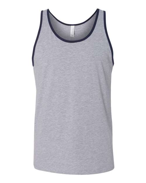 Bella + Canvas 3480 Jersey Tank - Athletic Heather/ Navy - flat front