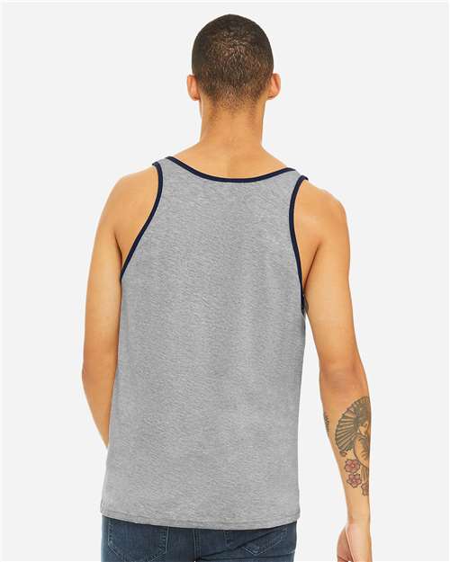 Bella + Canvas 3480 Jersey Tank - Athletic Heather/ Navy - model back