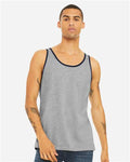 Bella + Canvas 3480 Jersey Tank - Athletic Heather/ Navy - model front