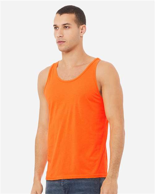 Bella + Canvas 3480 Jersey Tank - Neon Orange - model side