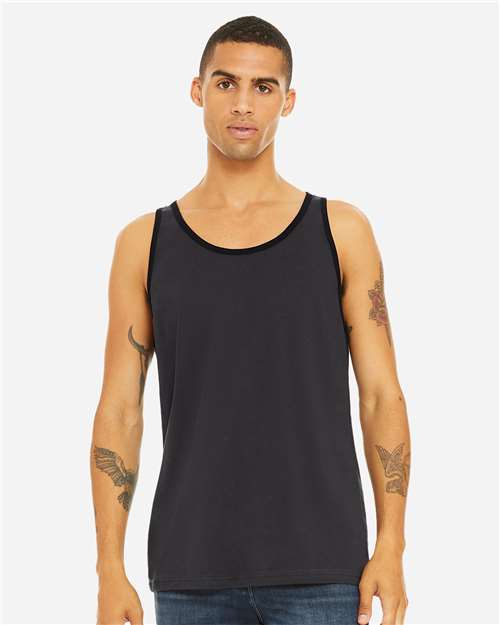 Bella + Canvas 3480 Jersey Tank - Dark Grey/ Black - model front