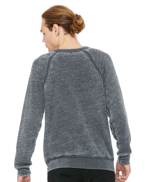 BELLA + CANVAS 3901 Unisex Sponge Fleece Raglan Crewneck Sweatshirt - Grey Acid Wash - model back
