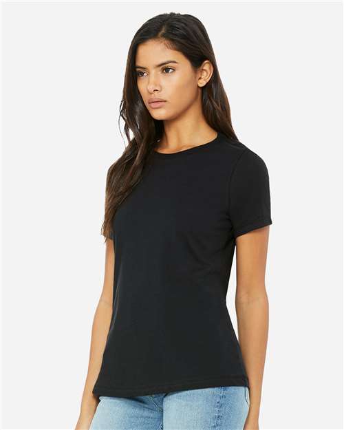BELLA + CANVAS 6400 Women’s Relaxed Jersey Tee - Vintage Black - model side