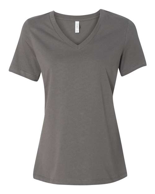 BELLA + CANVAS 6405 Women’s Relaxed Jersey V-Neck Tee - Asphalt - front