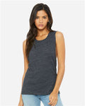 BELLA + CANVAS 8803 Women's Flowy Scoop Muscle Tank - Charcoal Black Slub - model front