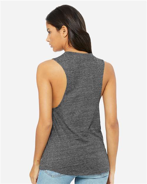 BELLA + CANVAS 8803 Women's Flowy Scoop Muscle Tank - Asphalt Slub - model back