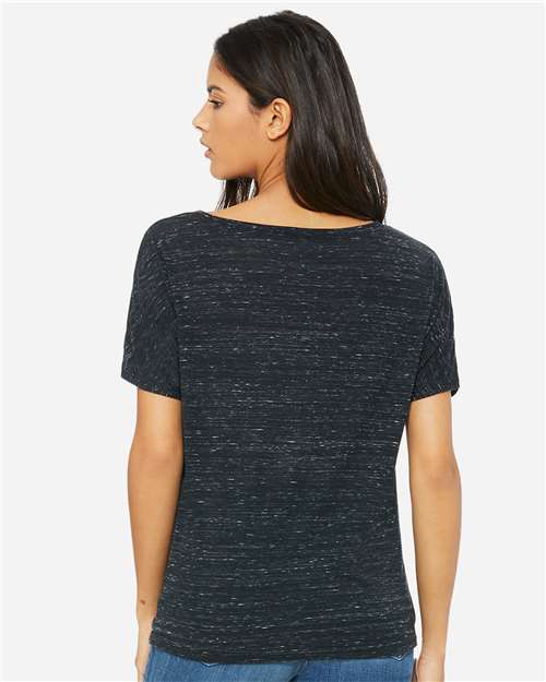 BELLA + CANVAS 8815 Women’s Slouchy V-Neck Tee - Black Marble - model back