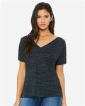 BELLA + CANVAS 8815 Women’s Slouchy V-Neck Tee - Black Marble - model front