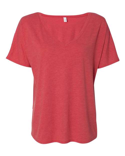 BELLA + CANVAS 8815 Women’s Slouchy V-Neck Tee - Red Triblend - front