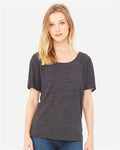 BELLA + CANVAS 8816 Women’s Slouchy Tee - Charcoal Black Slub - model front