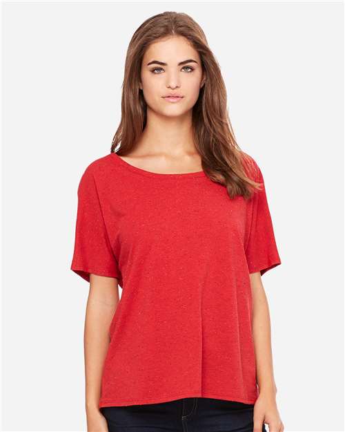 BELLA + CANVAS 8816 Women’s Slouchy Tee - Red Speckled - model front