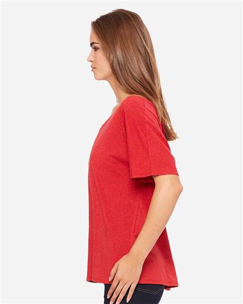 BELLA + CANVAS 8816 Women’s Slouchy Tee - Red Speckled - model side