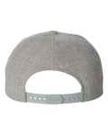Yupoong 6089M Premium Flat Bill Snapback Cap - Heather Grey - back