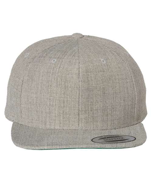 Yupoong 6089M Premium Flat Bill Snapback Cap - Heather Grey - front