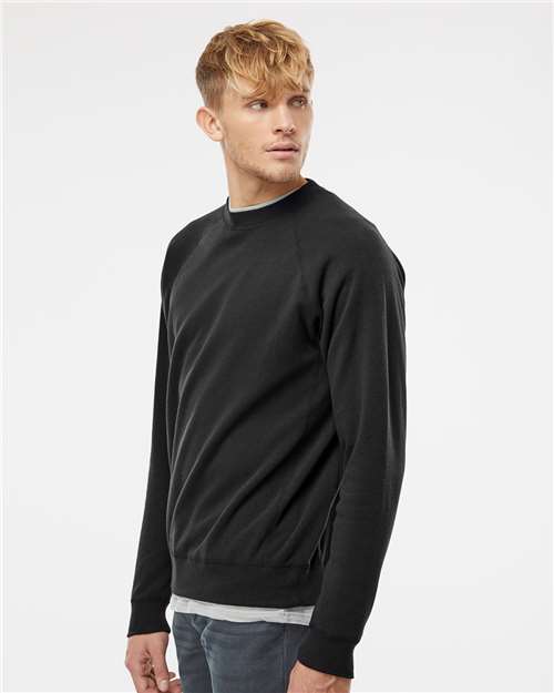Independent Trading Co. PRM30SBC Unisex Special Blend Raglan Crewneck Sweatshirt - Black - model side