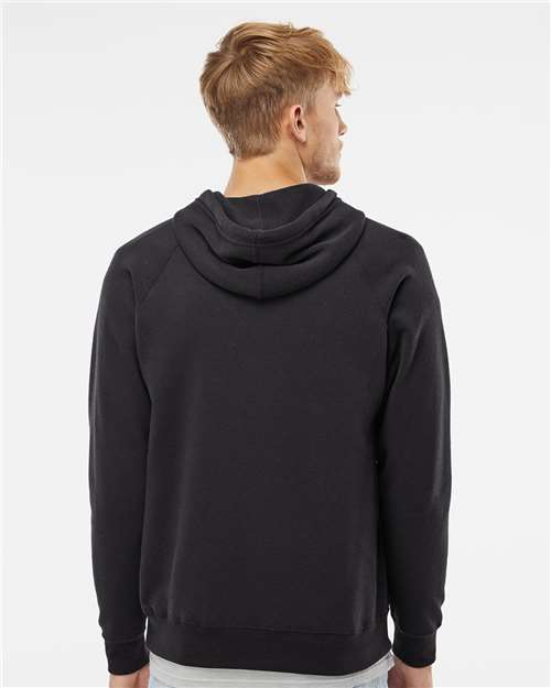 Independent Trading Co. PRM33SBP Unisex Special Blend Raglan Hooded Sweatshirt - Black - model back