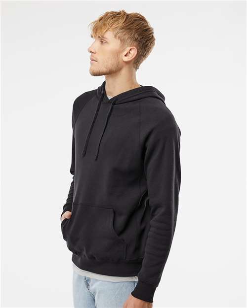 Independent Trading Co. PRM33SBP Unisex Special Blend Raglan Hooded Sweatshirt - Black - model side