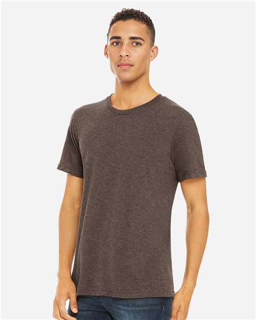 Bella+Canvas 3413 Unisex Triblend Short Sleeve Tee - Brown Triblend - model side
