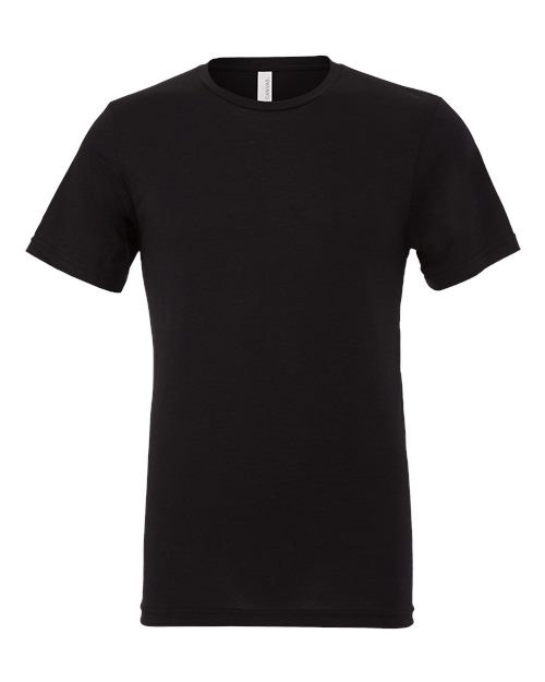 Bella+Canvas 3413 Unisex Triblend Short Sleeve Tee - Solid Black Triblend - flat front