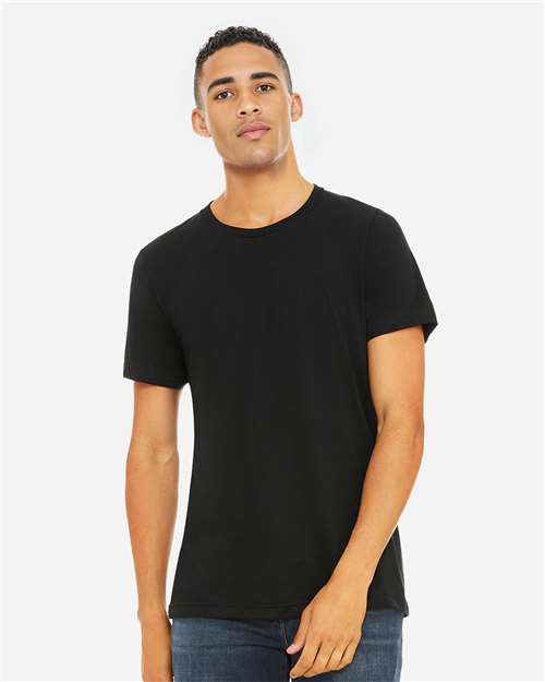 Bella+Canvas 3413 Unisex Triblend Short Sleeve Tee - Solid Black Triblend - model front