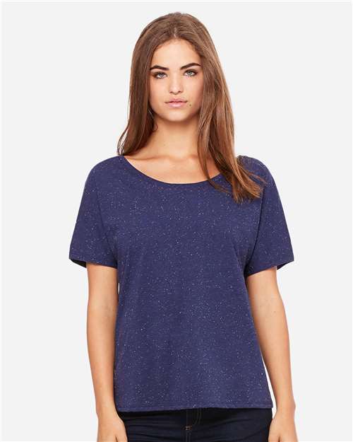 BELLA + CANVAS 8816 Women’s Slouchy Tee - Navy Speckled - model front