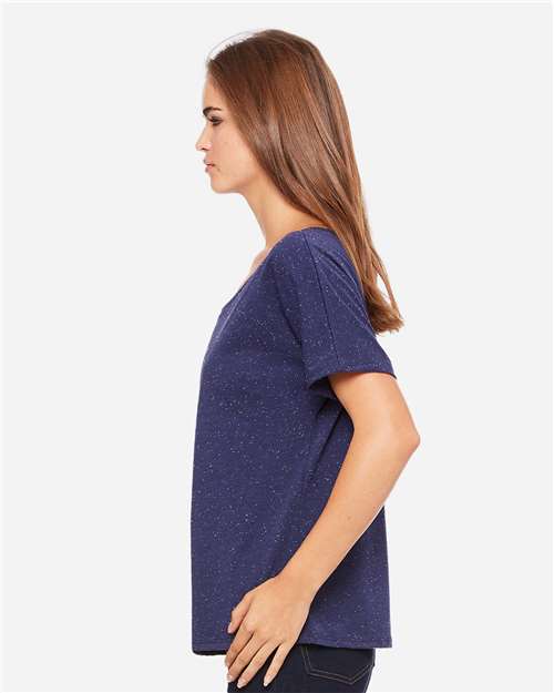 BELLA + CANVAS 8816 Women’s Slouchy Tee - Navy Speckled - model side