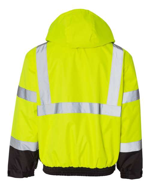 Kishigo JS130-132 Unisex Ripstop Bomber Jacket - Lime/ Black - back