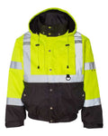 Kishigo JS130-132 Unisex Ripstop Bomber Jacket - Lime/ Black - front