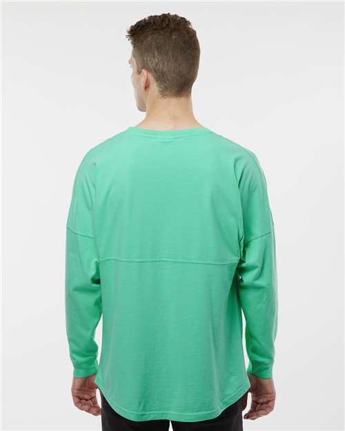 J. America 8229 Unisex Game Day Jersey Long Sleeve T-Shirt - Mint - model back