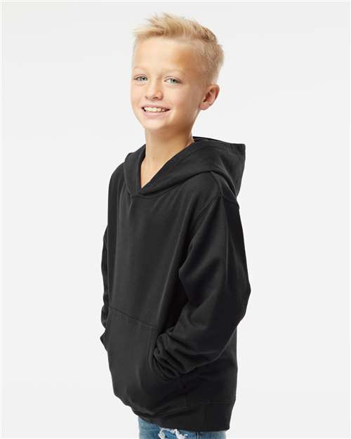 Independent Trading Co. SS4001Y Youth Midweight Hooded Sweatshirt - Black - model side