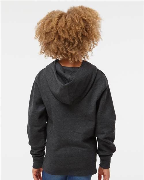 Independent Trading Co. SS4001Y Youth Midweight Hooded Sweatshirt - Charcoal Heather - model back